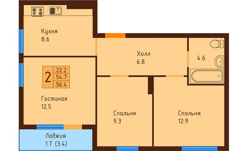 Plans Жилой комплекс «Ольховый», 2 очередь, дом №2