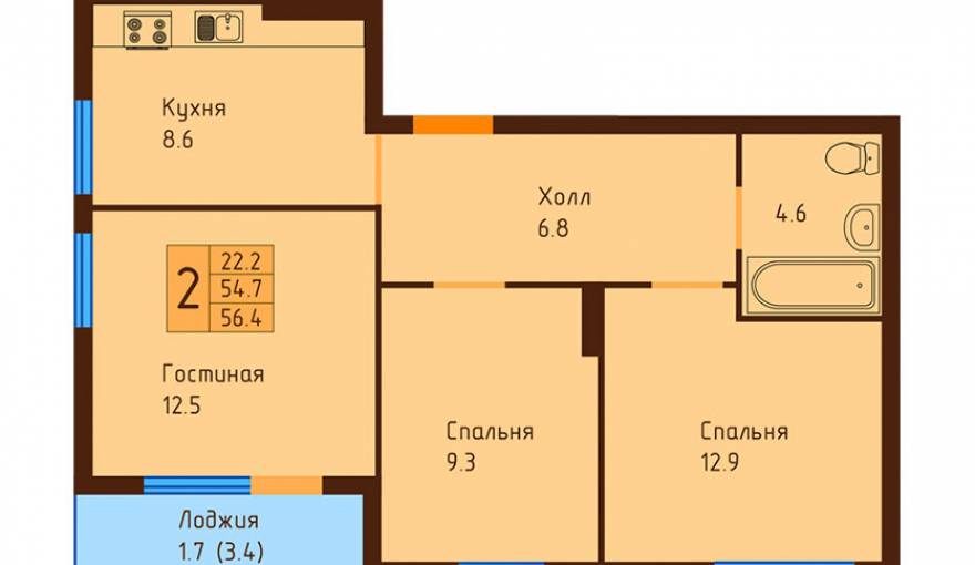 Планировка Жилой комплекс «Ольховый», 2 очередь, дом №2